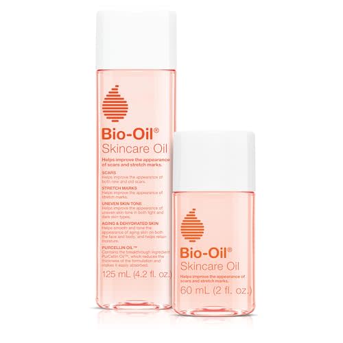 Bio-Oil Skincare Body Oil Bundle, Serum for Scars & Stretch Marks, Face and Body Moisturizer with Vitamin E & A for Sensitive Dry Skin, 4.2 oz and 2 oz Bottles