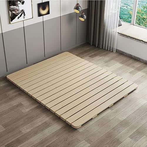 LOBOTOU Breathable Moisture-Proof Bed Plate, Guest Tatami Mat,Wood Roll-Type Slatted Bed Japanese Floor Futon Mattress, Floor Sleep Bedding (Full)