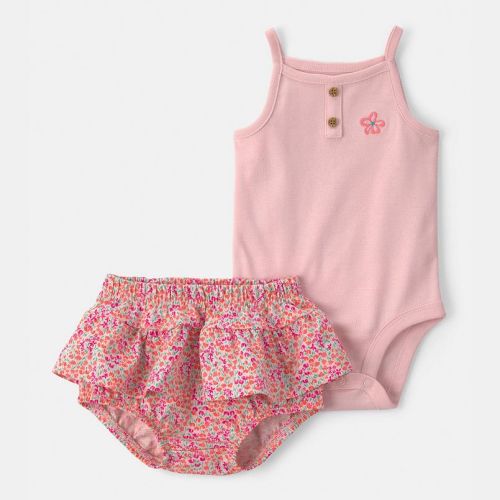 Baby Girl Carter's 2-Piece Floral Sleeveless Bodysuit & Ruffle Shorts Set