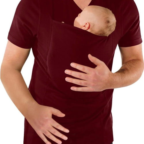 Mens Dad Shirts Baby Carrier Shirt Short Sleeve Skin to Skin New Dad Gifts T-Shirt with Pocket