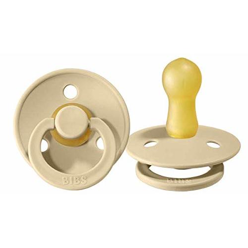 BIBS BPA-Free Natural Rubber Baby Pacifier | Made in Denmark (Beige, 0-6 Months) 2-Pack