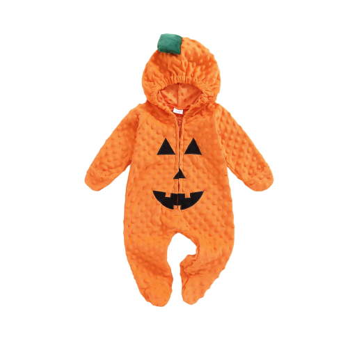Jxzom Newborn Baby Boy Girl Halloween Pumpkin Jumpsuit Face Zip Up Long Sleeve Footie Hooded Jumpsuit Romper Halloween Outfits
