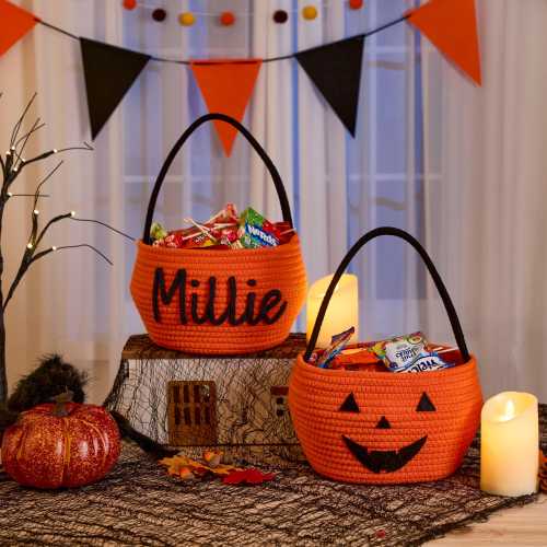 Personalized Handmade Basket • Halloween Basket • Baby Gift • Treat or Trick