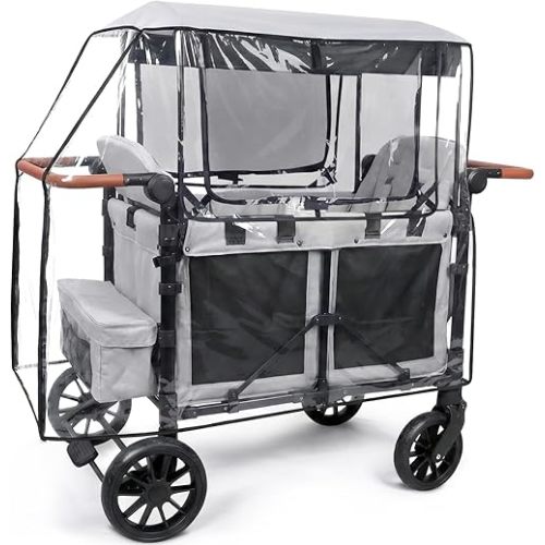 Clear Stroller Rain Cover for Trolley Cart, Rain Cover for Wagon Stroller with Mosquito Net, Big Size Suitable for The WonderFold W4 Original, Waterproof Picnic Camping Accessories (Cart Not Included)