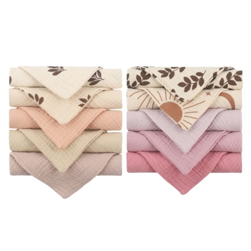 10 Pcs 4 Layers Cotton Muslin Baby Towels Absorbent Gauze Baby Face Cloth Newborn Feeding Burp Cloths Saliva Towel Handkerchief 15