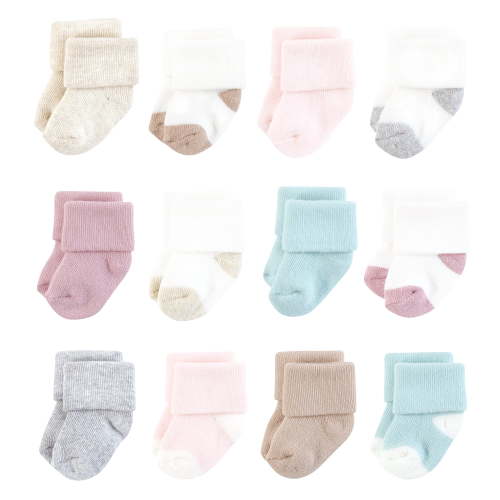 Hudson Baby Infant Girl Cotton Rich Newborn and Terry Socks, Girl Soft Asst Colors, 0-6 Months