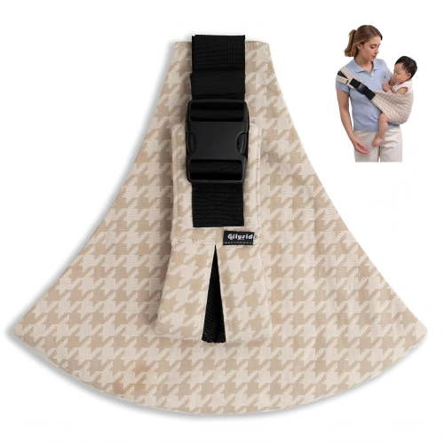 Gilysido Adjustable Hands-free Baby Sling Carrier, for 6M-36M Toddler, Premium Cotton ergonomically designed, Portable and Lightweight Toddler Carrier (Beige）