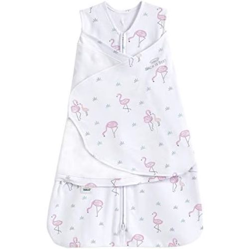 HALO SleepSack Swaddle | Cotton | 1.5 TOG | 68-75°F | 6-12 lbs |Flamingos
