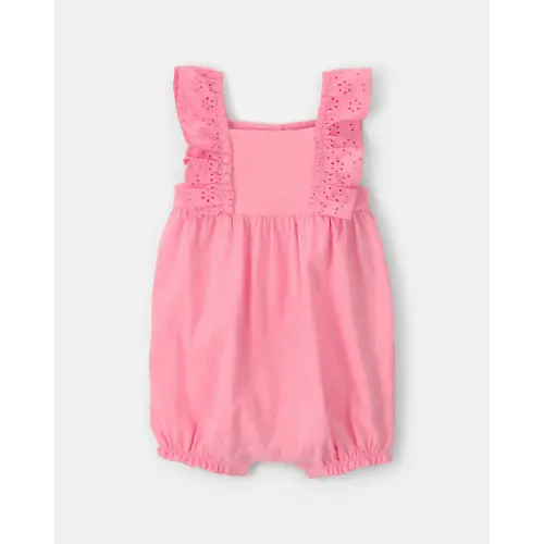 Baby Girl Eyelet Sleeveless Romper - Pink | Carter's