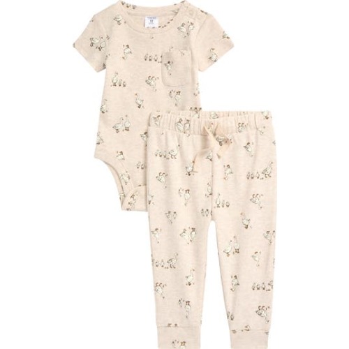 Patterned Cotton Romper & Joggers Set, 3M