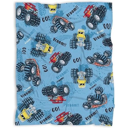 Mon-Ster Car Trucks Baby Blanket Gifts Super Soft Swaddle Newborn Cozy Baby Receiving Blanket Stroller Throw Blanket for Crib 40x30 in forBaby/Puppy