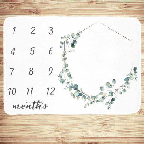 Baby Month Blanket - White, Printed on one side, reverse side is white.