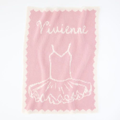 Custom Knit Design Baby Stroller Blanket - Pink Ballerina