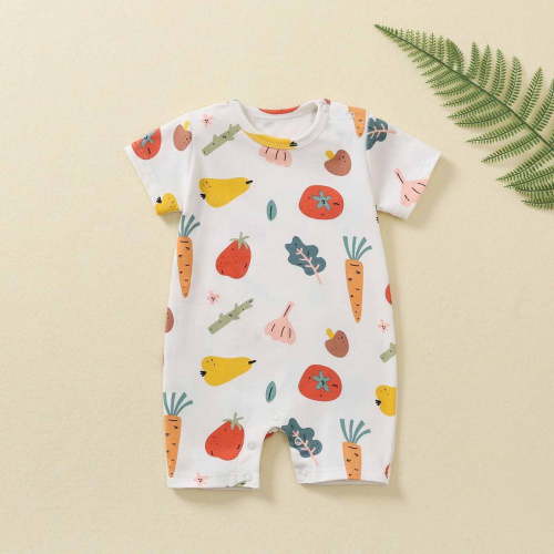 Bnwani 1PC Baby Rompers for Girls Baby Girls Toddler Boys Print Short-sleeved Jumpsuit Romper , Size 9-12 M