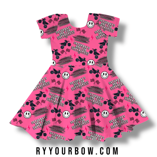 Saturdays Are For Supercross PINK Dress *PREORDER*