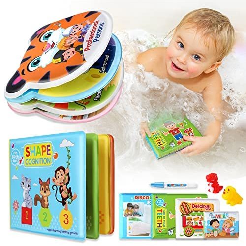 Baby Bath Book Toys, Baby Soft Book, Waterproof Bath Toys for Toddlers 1-3, Early Education Toys Gifts for Infants 6 to 12 - 18 Months(Pack of 8)