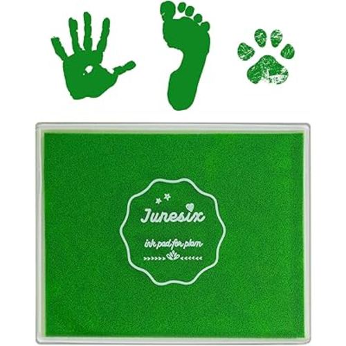 Ink Pad, 5x4'' Washable Non-Toxic Ink Stamp Pad for Baby Footprint Handprint, Green