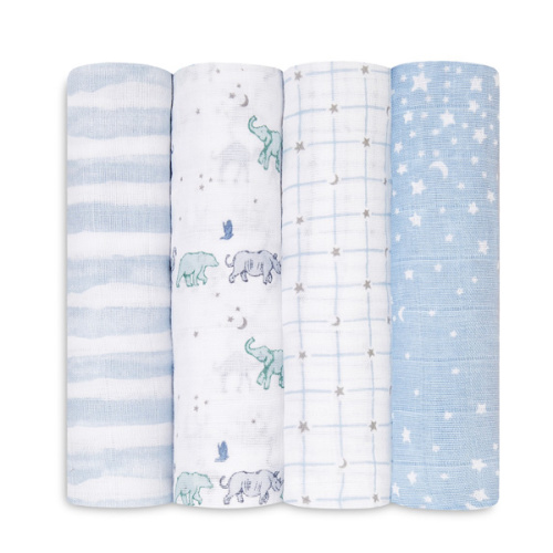 Aden and Anais 4 Pk. Printed Classic Swaddles- Rising Star