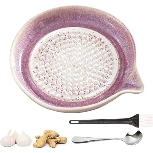 New Gradient Ceramic Grater Plate, Exquisitely Handcrafted Ginger Grater Plate for Chocolate, Fruits, Vegetables, Ginger, Garlic, and Cheese (Purple)