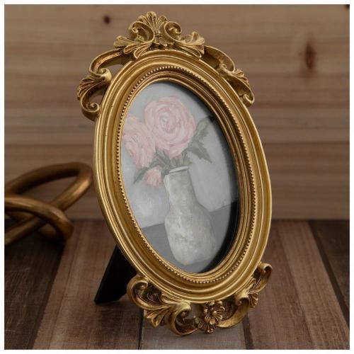 Gold Wood Frame With Flower Art