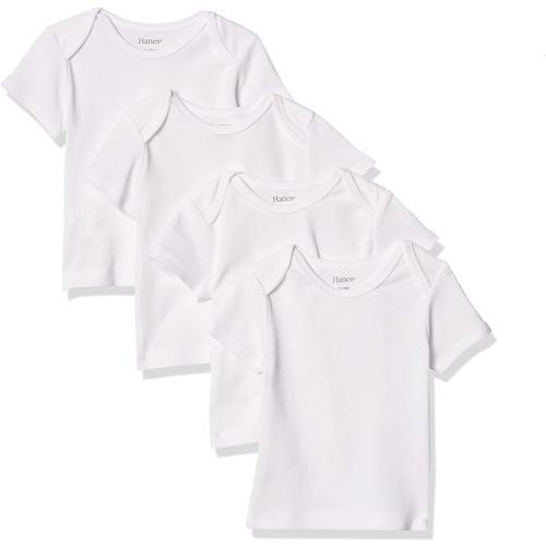 Hanes Baby T-Shirt, 1 year Flexy Soft Stretch Shirt, Expandable Shoulder, 4-Pack