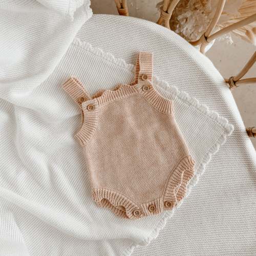 Pink Lemonade Scallop Singlet Mini Knit Romper