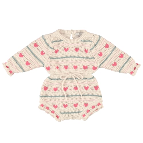 Josie Heart Crochet Knit Romper