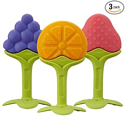 Award Winning Original Teethin’ Smart EZ Grip Fruit Teether by Innobaby - Sore Gum Relief for Front Teeth & Molars with BPA Free Teether Sensory Toy for Babies & Toddlers - Grape/Citrus/Berry