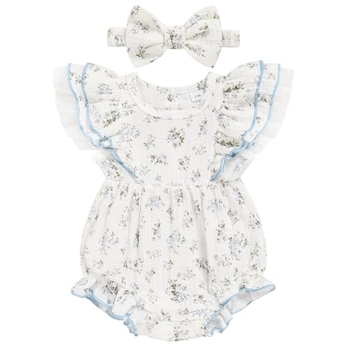 TITKKOP Ruffle Bubble Romper for Baby Girl | One-Piece Shorts Jumpsuit | Summer Outfit & Dress for Infants 0-18M
