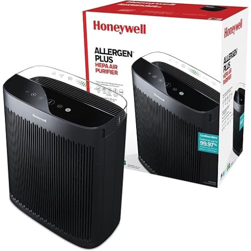 Honeywell HEPA Air Purifier for Home, 1733 Ft² Rooms in 1 hour, Air Quality Indicator, Auto Mode, Reduces Allergens, Dust, Pollen, Smoke, Pet Dander, Odors, Black, HPA5200