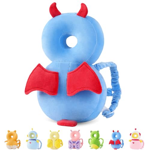 JunNeng Baby Head Protector Backpack, Toddler Walking Fall Head Protection, Dark Blue Devil