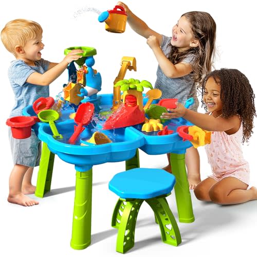 CozyBomB™ Water Table for Toddlers 3-5 | Outdoor Toys Water Play Table, Magnetic Fishing Toy Game, Summer Splash Pond Showers Sand Activity, Sensory Party Birthday Gift Kids Ages 4-8 9-12 (1-Tier)