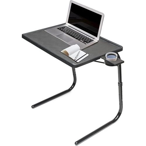 Table-Mate TV Tray Table | Portable Desk Folding Dinner Tray, Couch Table Trays for Eating Snack Food, Portable Laptop Desk, Bed Trays for Eating | Adjustable TV Trays with 3 Angles and Cup Holder