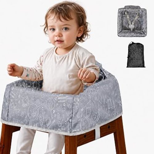 Baby High Chair Cover for Restaurants with Safety Harness Grey