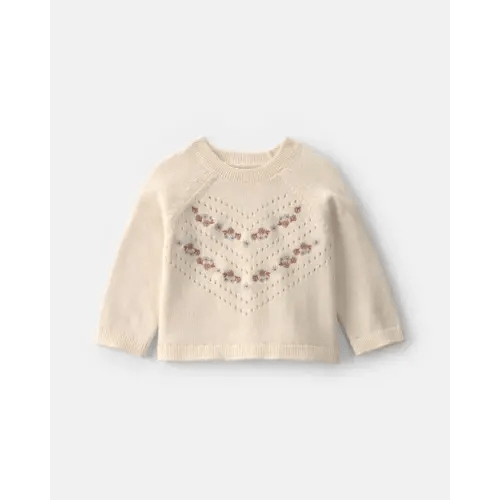 Baby Girl Embroidered Sweater - Ivory - OshKosh B'gosh | Carter's