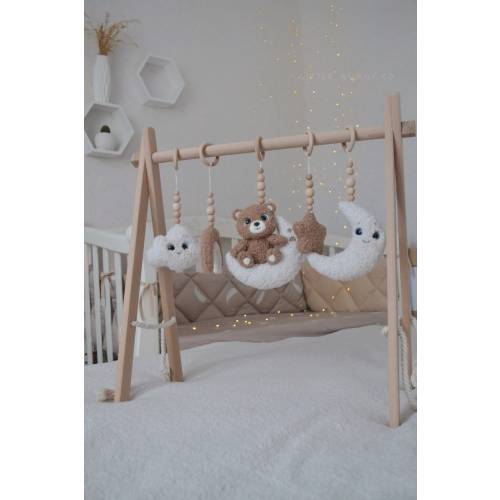 Boucle Baby Gym Toy: Montessori Activity Gym with Teddy Bear Mobile