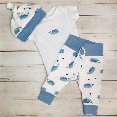 Organic Coming Home Baby, Newborn Baby Boy Outfit, Blue Whale Baby Clothes, Newborn Nature Lover, Ocean Beach Nautical Baby Leggings Outfit