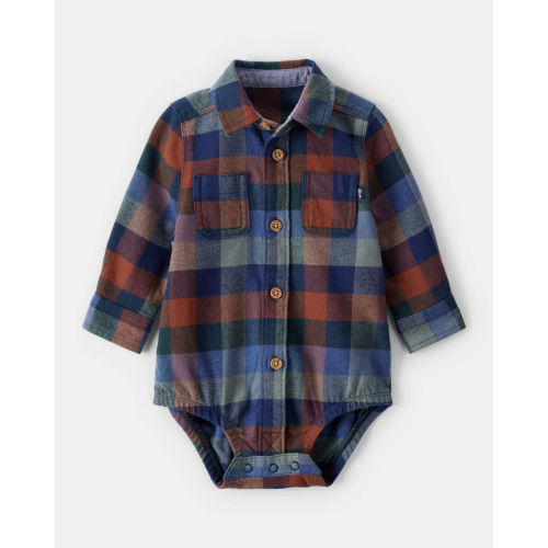 Baby Boy Plaid Long-Sleeve Button-Down Bodysuit - OshKosh B'gosh | Carter's