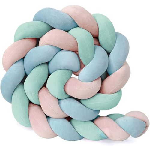 Mix Colors Knot Pillow，Handmade Boho Woven Long Strip Knotted Ball Decor 3-Strand Braided Mobile Ornamental Bedside (Q, 118in)