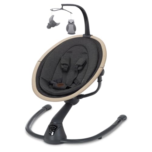 Maxi-Cosi Cassia Smart Baby Swing for Infants, Portable Foldable Swing with Music, 360 Rotation, 5 Speeds, 12 Melodies, EcoCare Fabric, Auto Motion Sensor, 2 Reclines, Classic Graphite