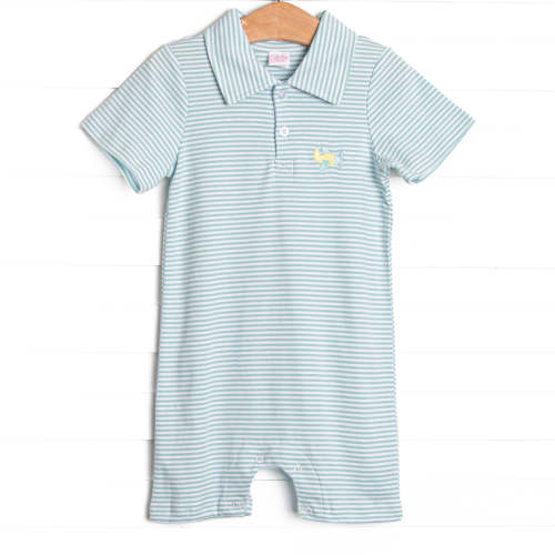 Up In the Sky Pima Embroidered Short Romper, Mint – Stitchy Fish