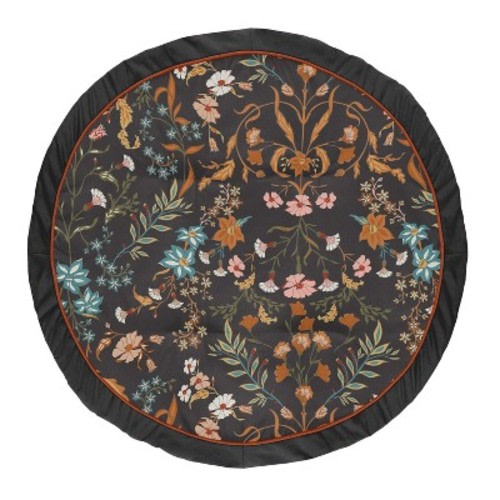Sweet Jojo Designs Girl Baby Tummy Time Playmat Boho Floral Wildflower Black Orange and Blue