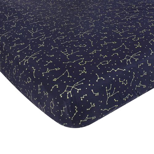 Hudson Baby Unisex Baby Cotton Fitted Crib Sheet, Navy Constellation, One Size