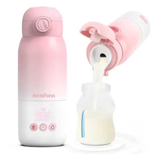 Portable Bottle Warmer for Travel, Dual Heating Modes for Breastmilk & Water, Portable Bottle Milk Warmer with Fast Heating & Long Battery Life, 10 Ounces Large Capacity (Pink)