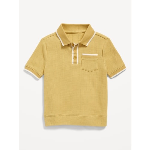 Sweater-Knit Pocket Polo Shirt for Toddler Boys