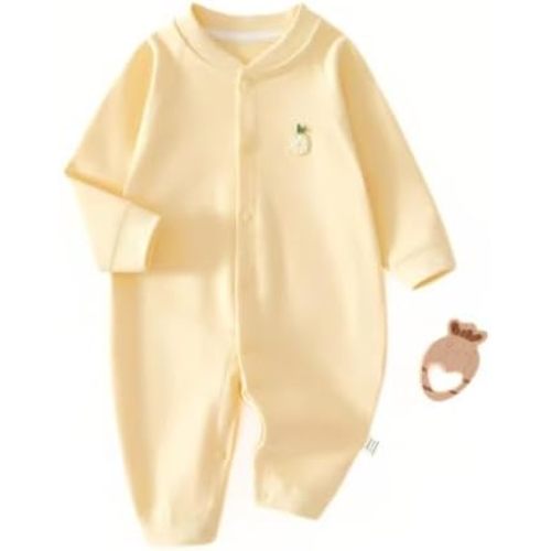 KaKa Co. Baby Long Sleeve Bodysuit Rompers, 100% Cotton, Soft & Hypoallergenic One-Piece Outfit for Infants 0-12 Months