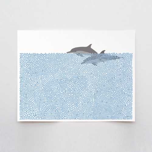 Jumping Dolphins Art Print - Signed Coastal Wall Art by Jorey Hurley - 250725