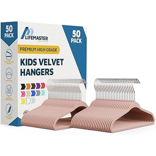 Velvet Kids Hangers (Pink, 50pcs)