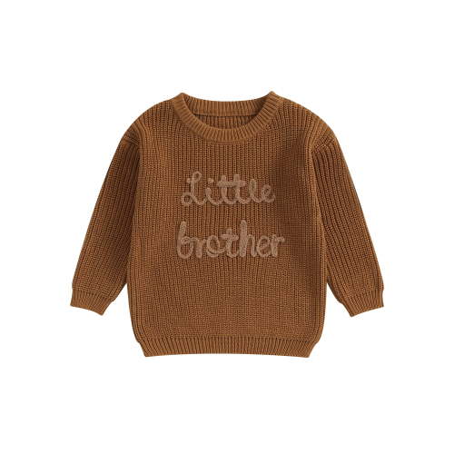Baby Boy Sweater Clothes Letter Embroidery Crew Neck Long Sleeve Sweatshirts Little Brother Newborn Outfit