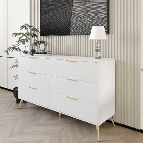 ChaletPosh White 6 -Drawer 52.56-in W Standard dresser